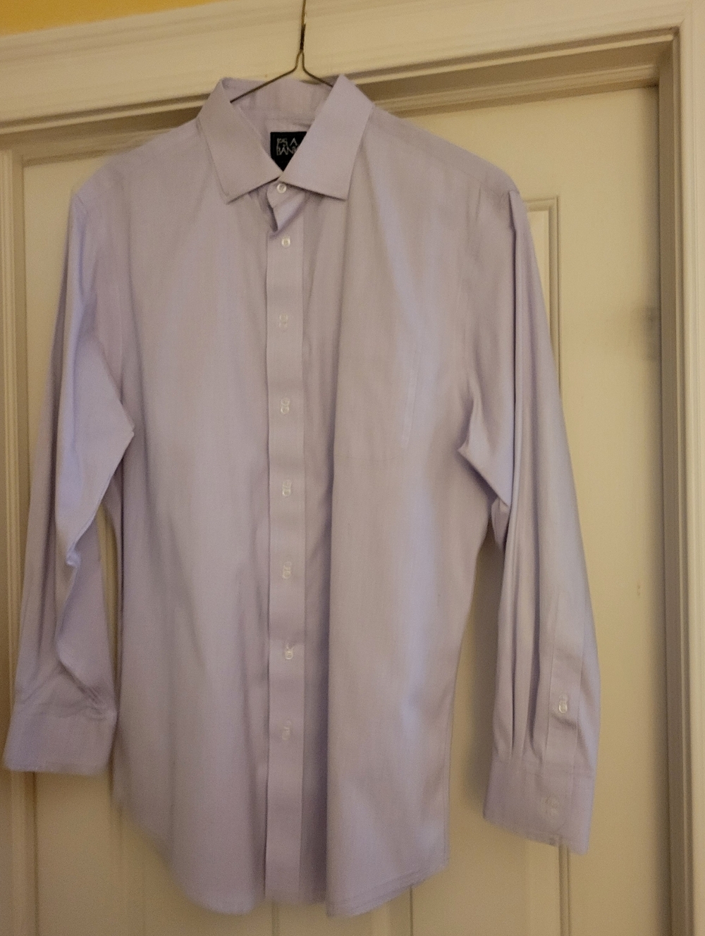 Jos A Bank Traveler Tailored Fit Men's 16.5 34 Long Sleeve Light Lavender Shirt